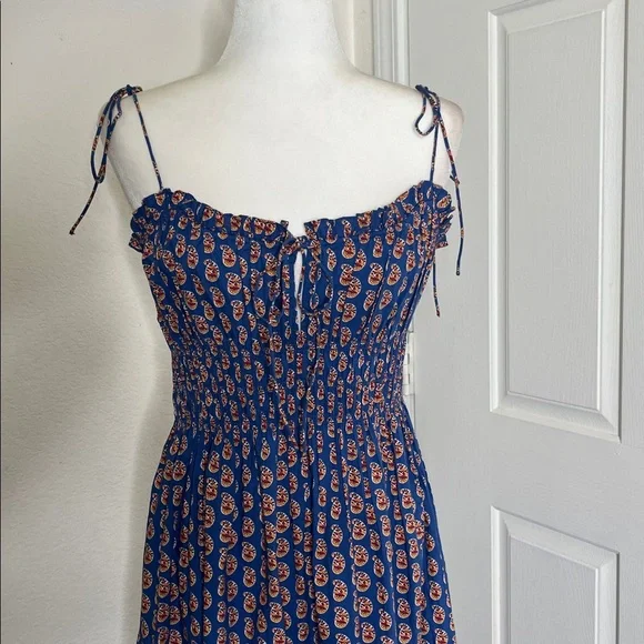 Doen Rhoda Organic Cotton Poplin Sundress Women's M Mazarine Sunrise Paisley - Picture 7 of 16